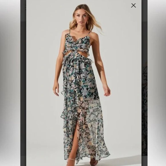 ASTR The Label - Black Floral Maxi Dress, Medium - Picture 1 of 10